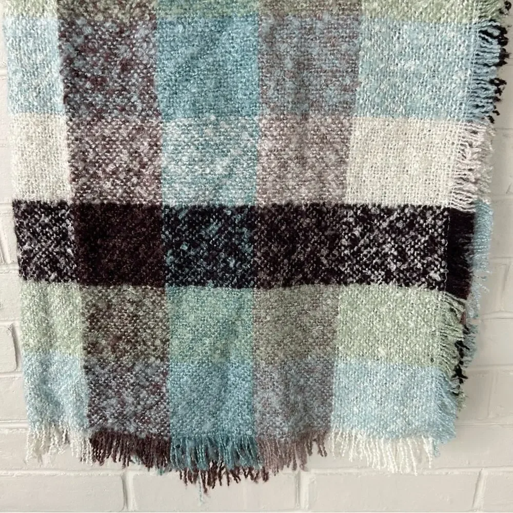 6. Soft Plaid Print Fringe Multi Colored Scarf